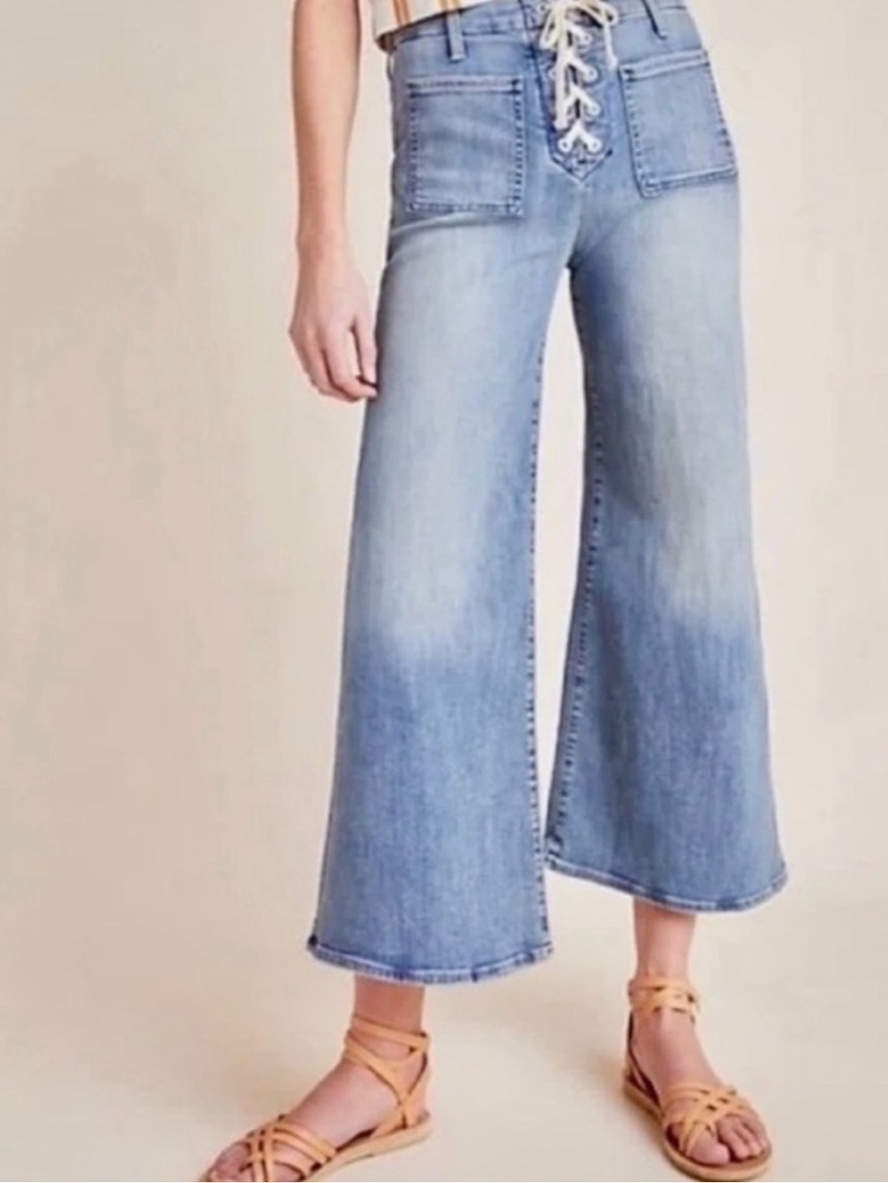 MOTHER Lace Up Roller Crop Jeans - Picture 2 of 8